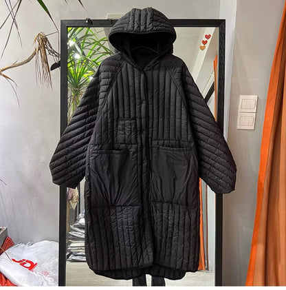 Stylish Women's Long Duck Down Hooded Jacket for Autumn. Jacket Big size