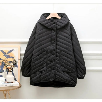 Spring Chic: Women's Duck Down Hooded Jacket. Jacket Big size