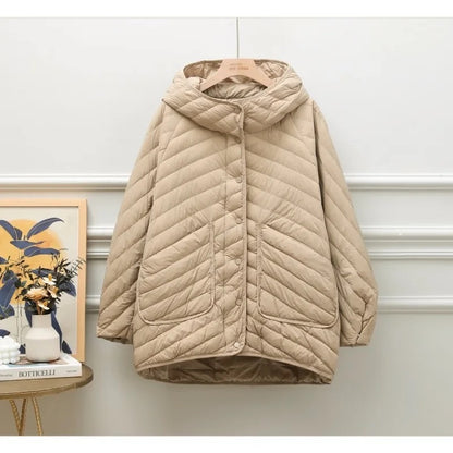 Spring Chic: Women's Duck Down Hooded Jacket. Jacket Big size