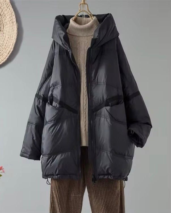 Cozy Women's Duck Down Jacket with Hood - Stay Warm in Style. Oversized Plus Size