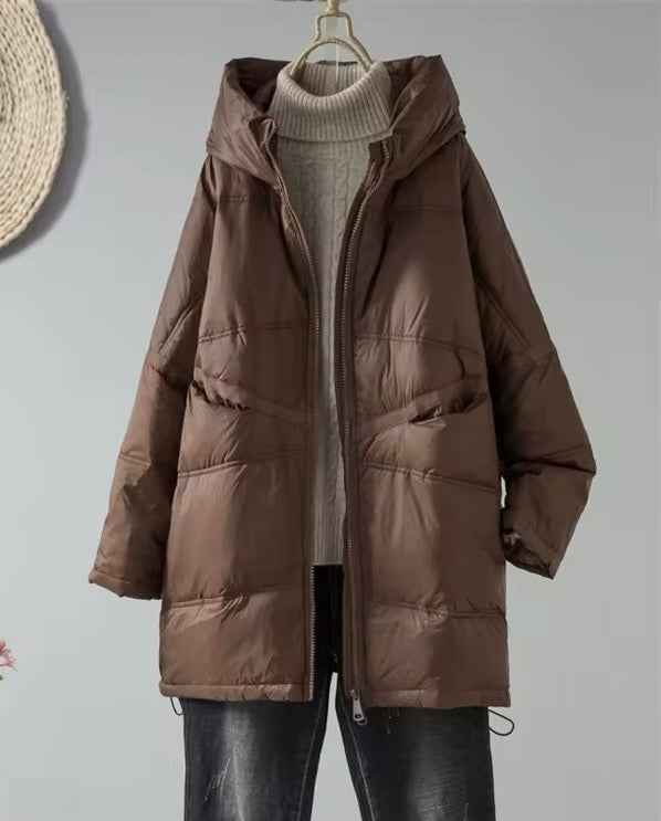 Cozy Women's Duck Down Jacket with Hood - Stay Warm in Style. Oversized Plus Size