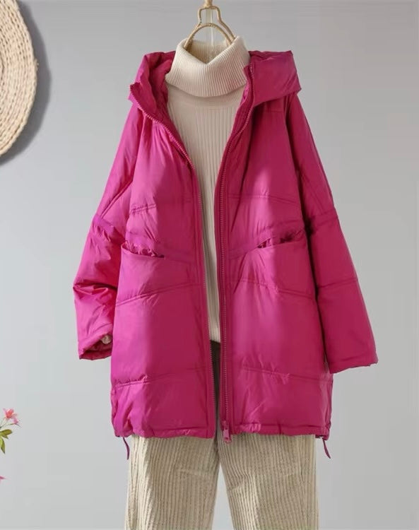 Cozy Women's Duck Down Jacket with Hood - Stay Warm in Style. Oversized Plus Size