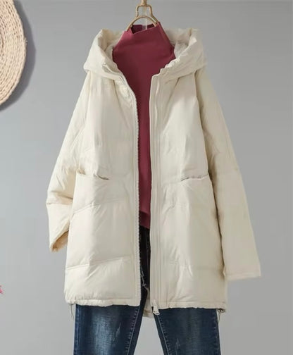 Cozy Women's Duck Down Jacket with Hood - Stay Warm in Style. Oversized Plus Size