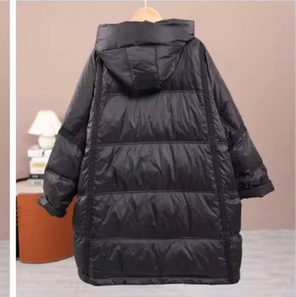 Cozy Women's Duck Down Jacket with Hood - Stay Warm in Style. Oversized Plus Size