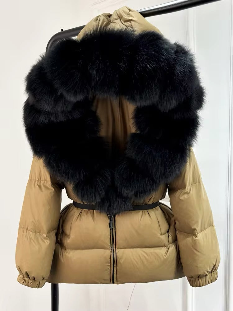 Luxury Women's Duck Down Jacket with Natural Fur - Ultimate Winter Warmth