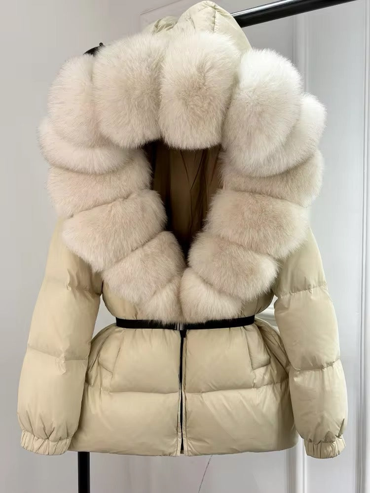 Luxury Women's Duck Down Jacket with Natural Fur - Ultimate Winter Warmth