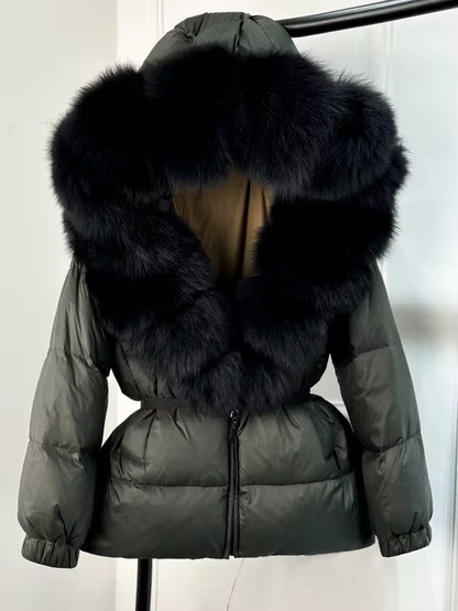 Luxury Women's Duck Down Jacket with Natural Fur - Ultimate Winter Warmth