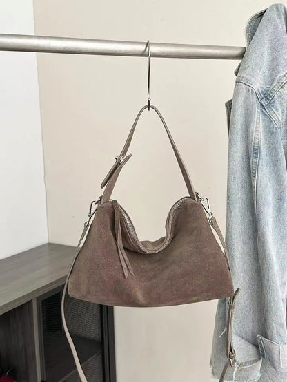 Trendy Women's Bag Made of Genuine Suede – Stylish and Sophisticated