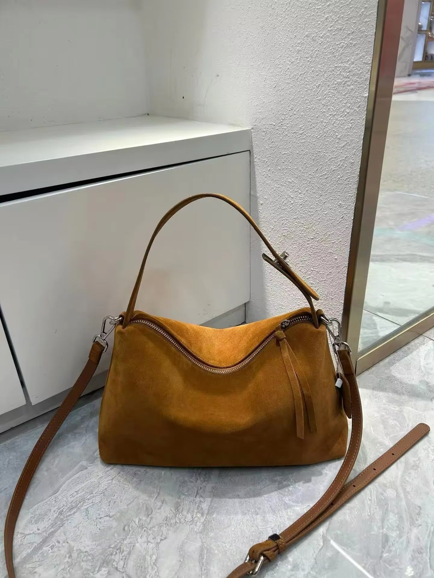 Trendy Women's Bag Made of Genuine Suede – Stylish and Sophisticated