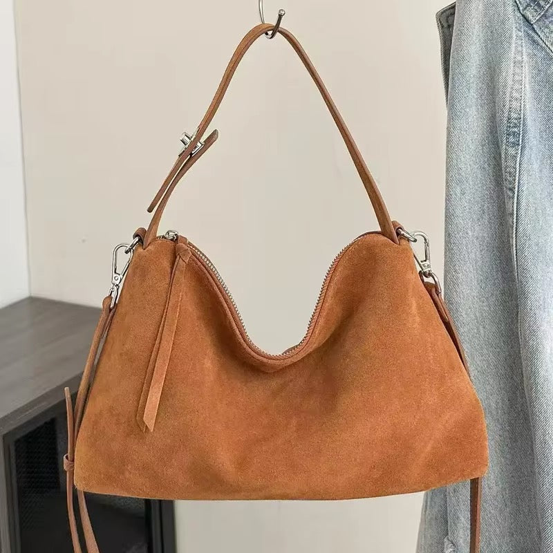 Trendy Women's Bag Made of Genuine Suede – Stylish and Sophisticated