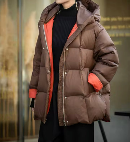 Women's Plus Size Duck Down Hooded Jacket - Ultimate Warmth & Style