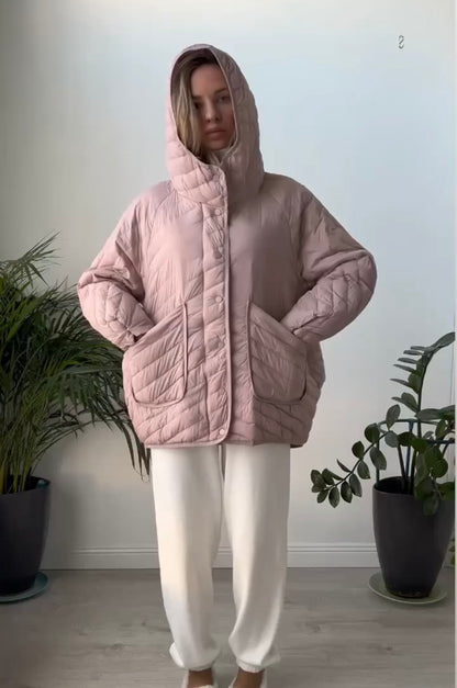 Spring Chic: Women's Duck Down Hooded Jacket. Jacket Big size