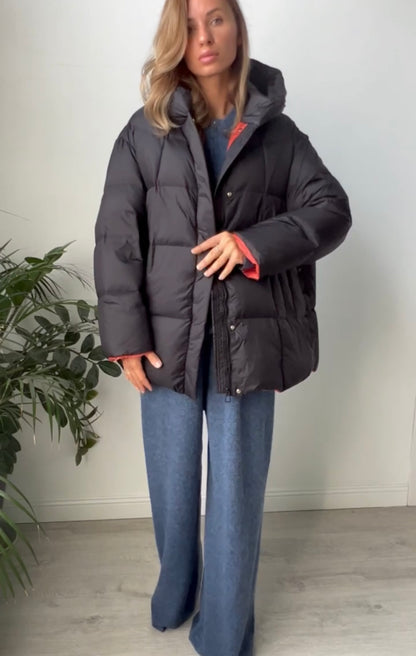 Women's Plus Size Duck Down Hooded Jacket - Ultimate Warmth & Style