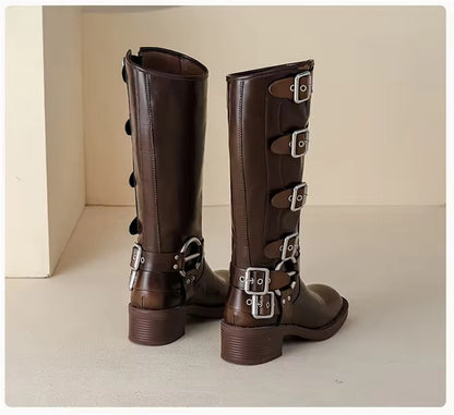 Vintage-Inspired Women's Genuine Leather Boots – Timeless Retro Style