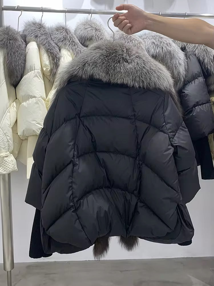 Luxe Warmth: Women's Duck Down Jacket with Natural Fur - Stylish Winter Comfort