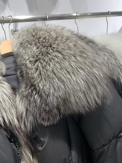 Luxe Warmth: Women's Duck Down Jacket with Natural Fur - Stylish Winter Comfort