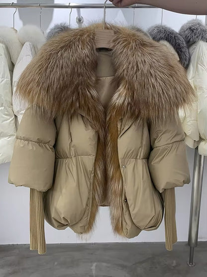 Luxe Warmth: Women's Duck Down Jacket with Natural Fur - Stylish Winter Comfort