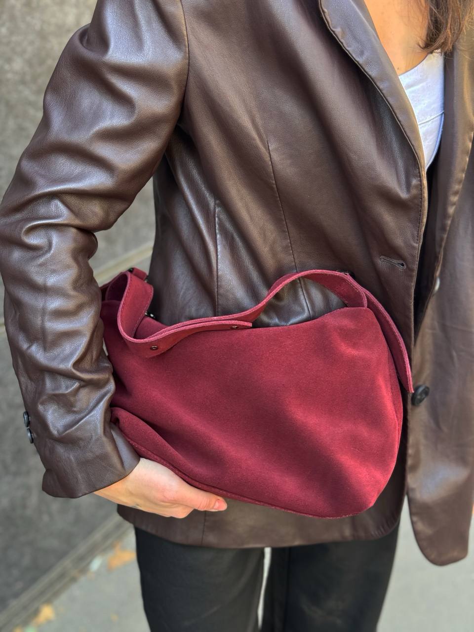 Elegant Suede Handbag - Handmade in Ukraine