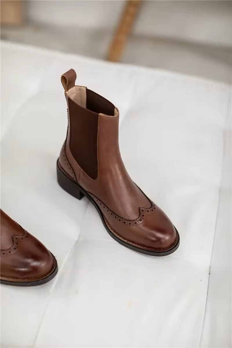 Handcrafted Genuine Leather Women's Chelsea Boots – Timeless Elegance and Comfort