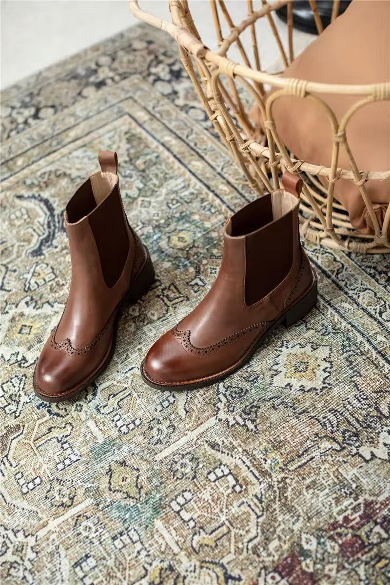 Handcrafted Genuine Leather Women's Chelsea Boots – Timeless Elegance and Comfort