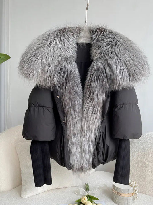 Luxe Warmth: Women's Duck Down Jacket with Natural Fur - Stylish Winter Comfort