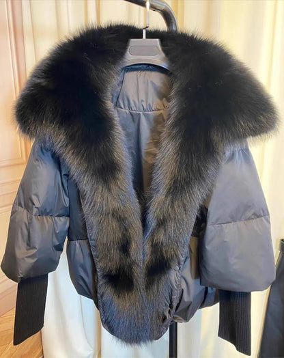 Luxe Warmth: Women's Duck Down Jacket with Natural Fur - Stylish Winter Comfort