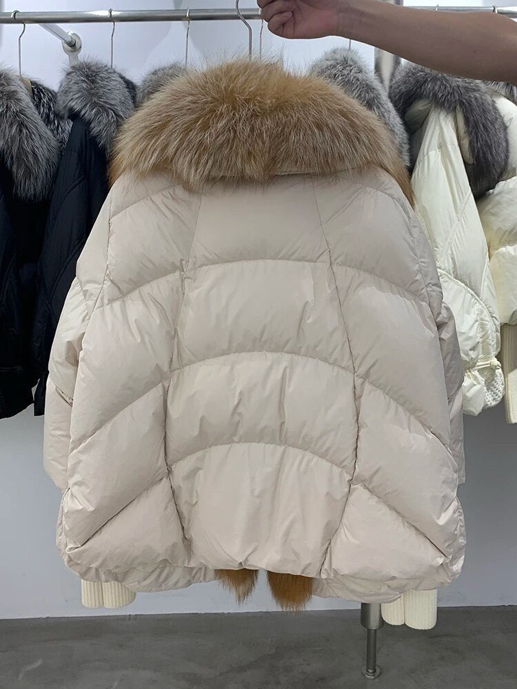 Luxe Warmth: Women's Duck Down Jacket with Natural Fur - Stylish Winter Comfort