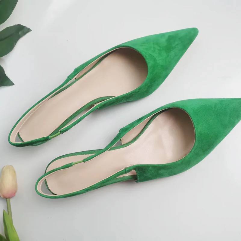 Handgefertigte Slingback-Schuhe aus echtem Leder für Damen