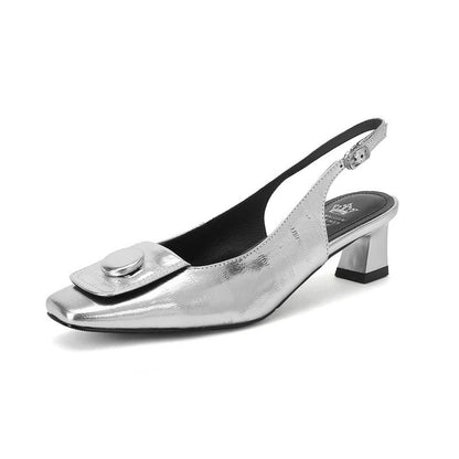 Handgefertigte Slingback-Schuhe aus echtem Leder für Damen