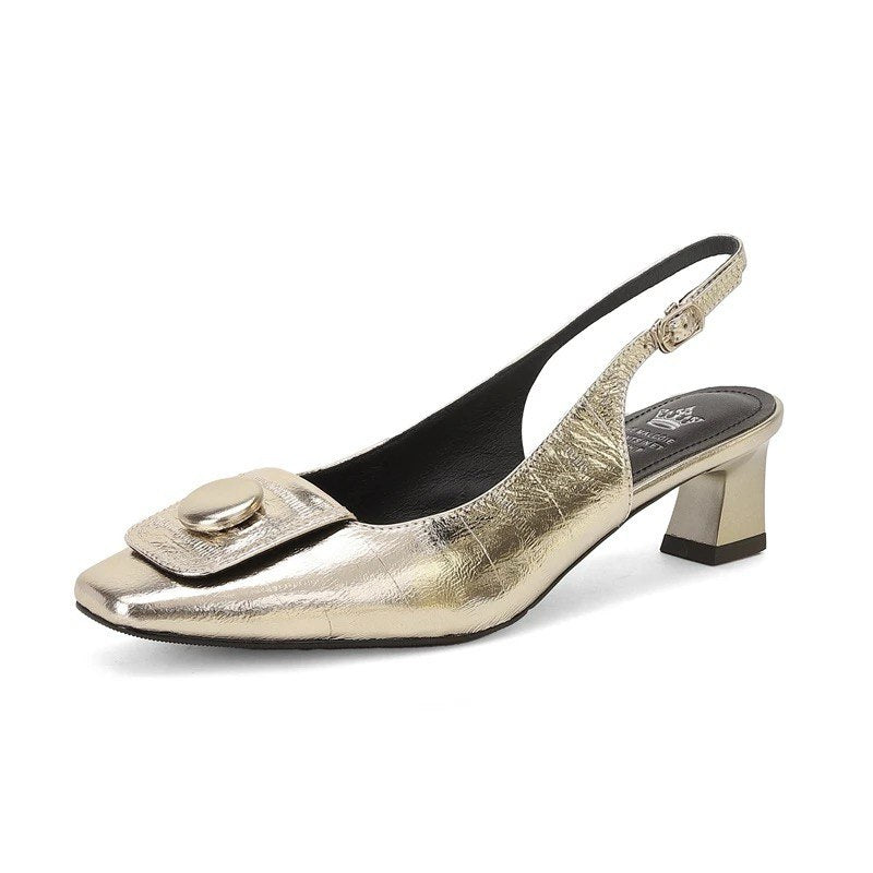 Handgefertigte Slingback-Schuhe aus echtem Leder für Damen