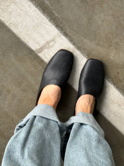 Handmade Genuine Leather Women's Clogs & Slippers. Perforated Women's Clogs