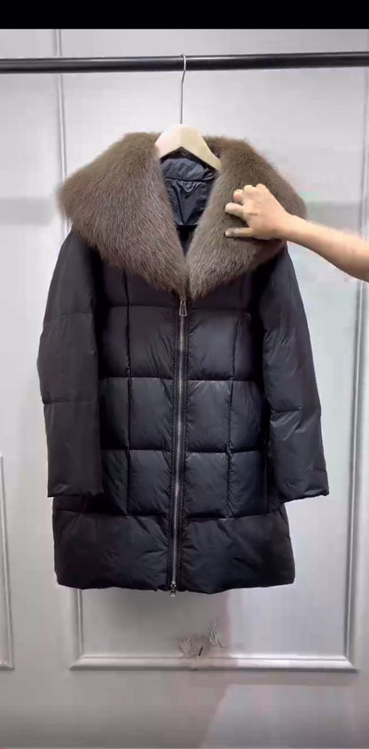 Luxurious Women's Long Duck Down Jacket